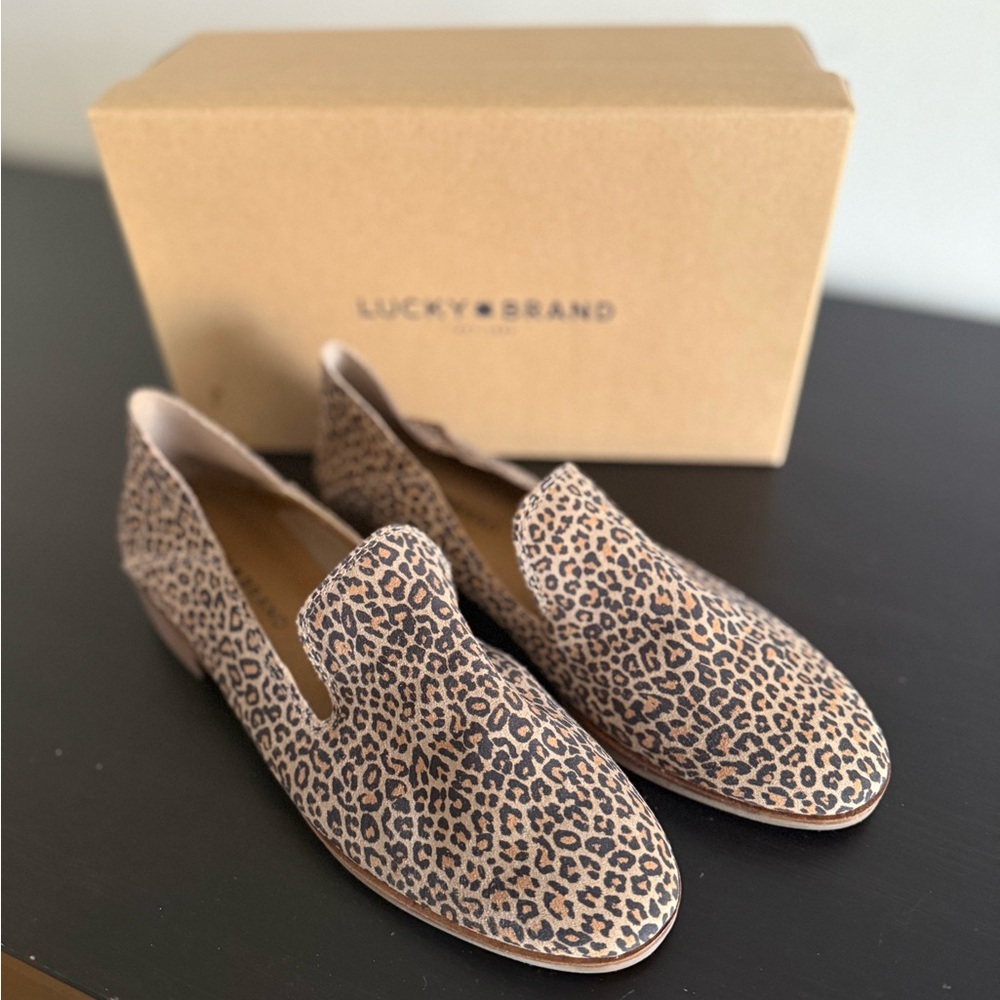 Lucky Brand Leopard Print Moccasins in Tan and Black
